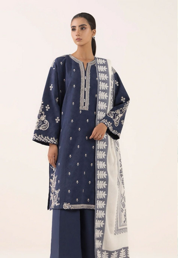 Midnight Blue & Ivory Embroidered 3-Piece Suit
