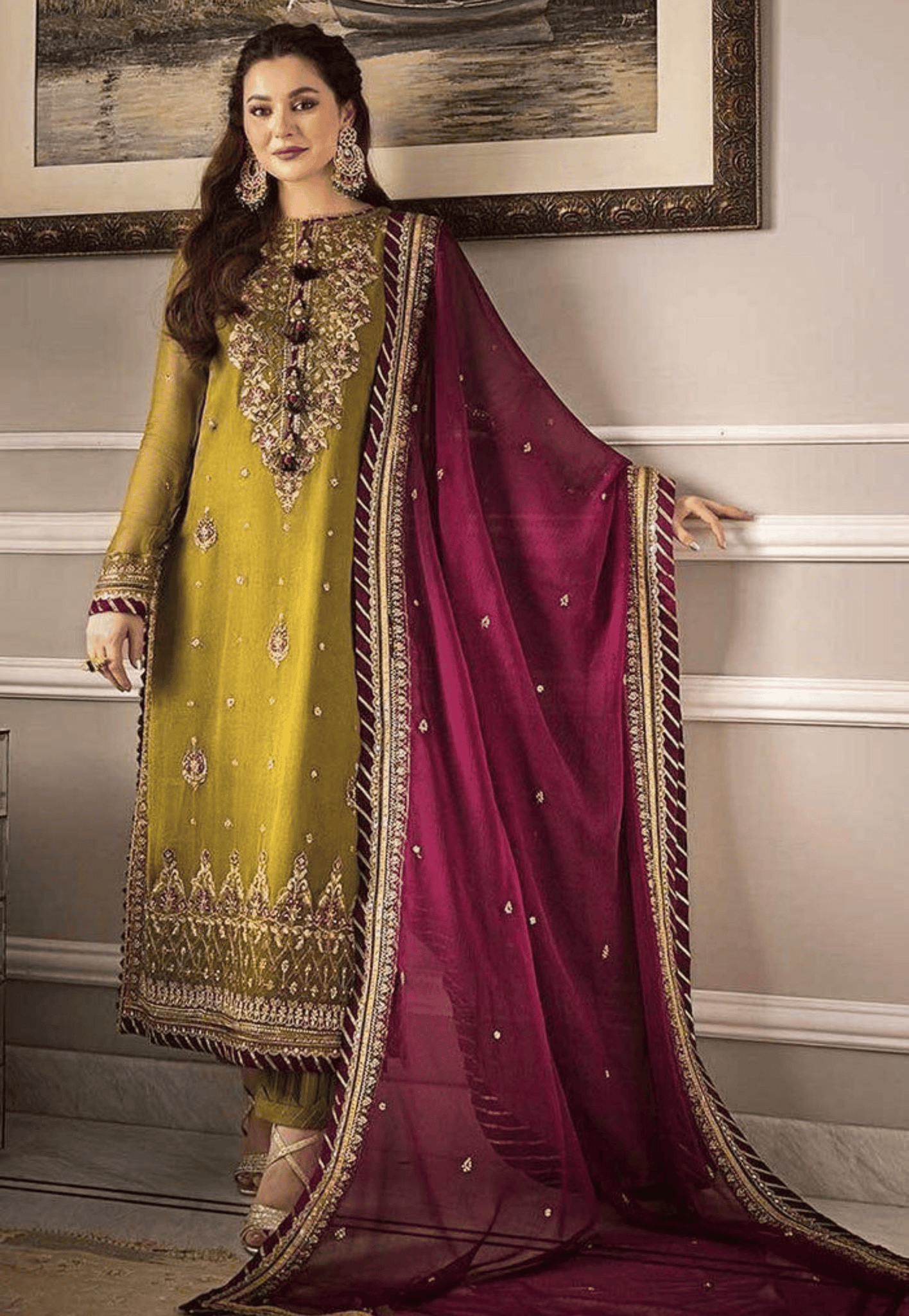 Mustard & Plum Embroidered 3-Piece Unstitched Suit