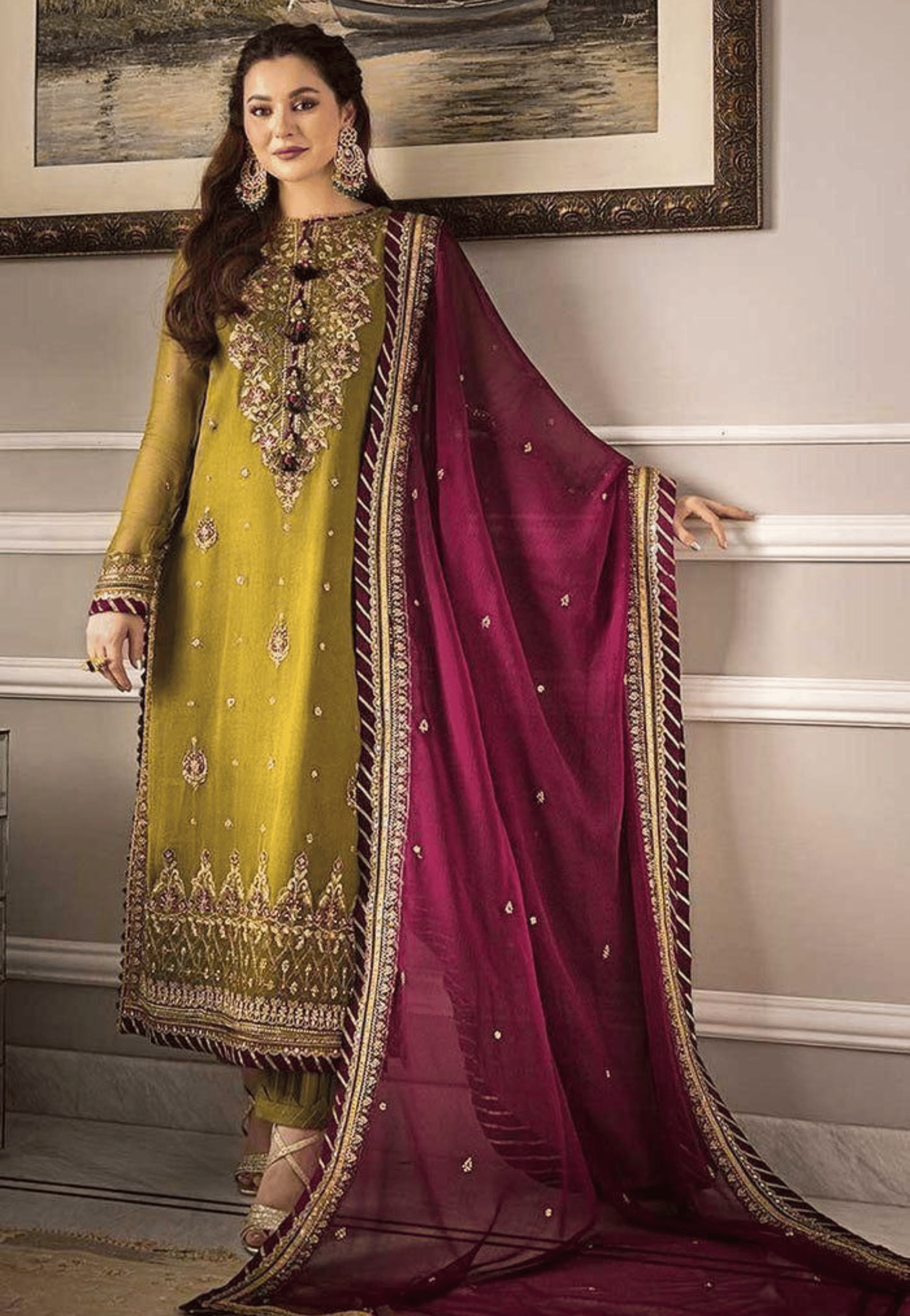 Mustard & Plum Embroidered 3-Piece Unstitched Suit