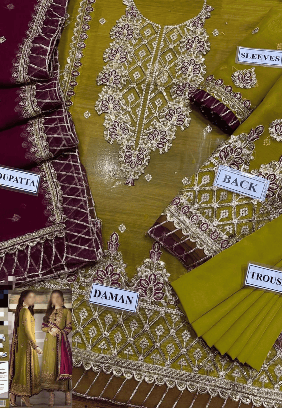 Mustard & Plum Embroidered 3-Piece Unstitched Suit