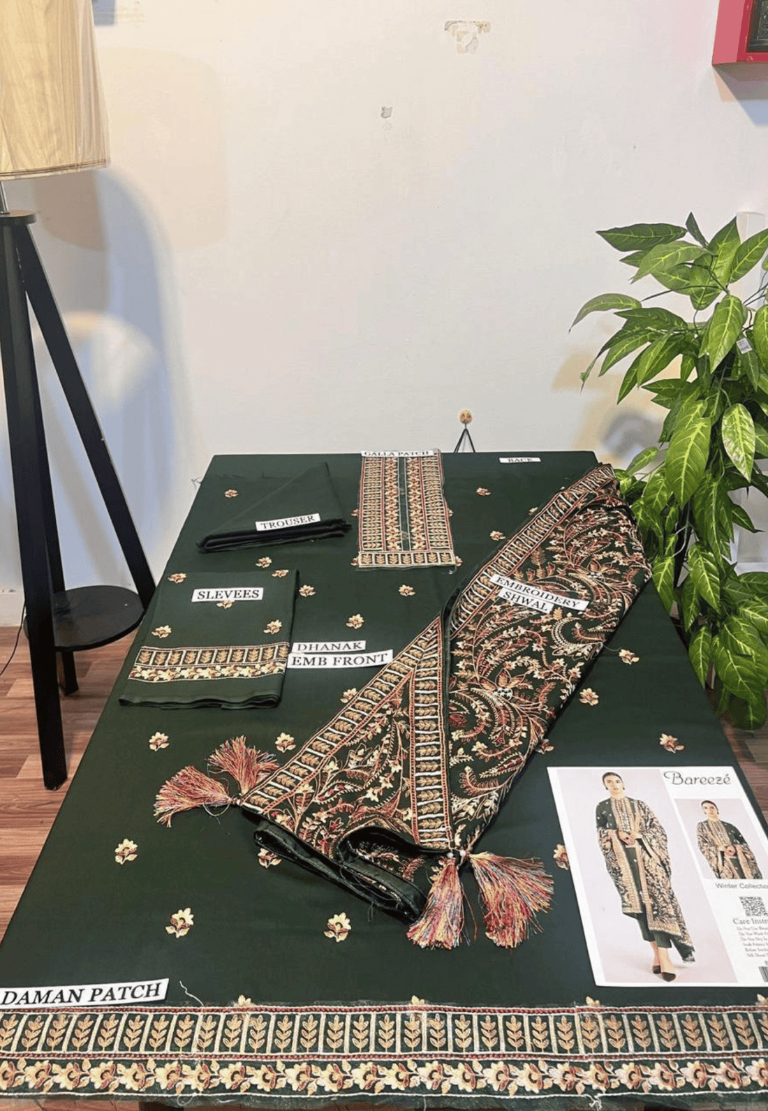 Emerald Green Printed 3-Piece Unstitched Suit with Traditional Motifs